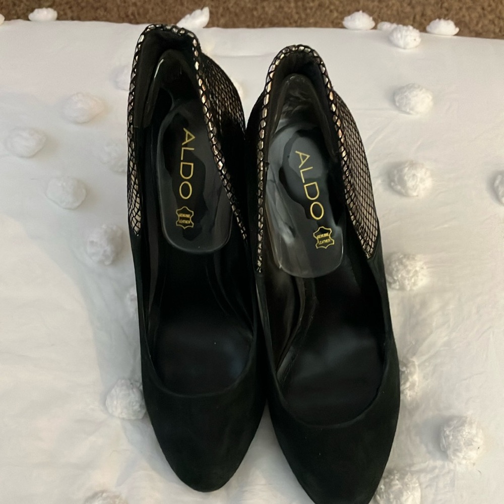 Aldo Black and Silver Heels